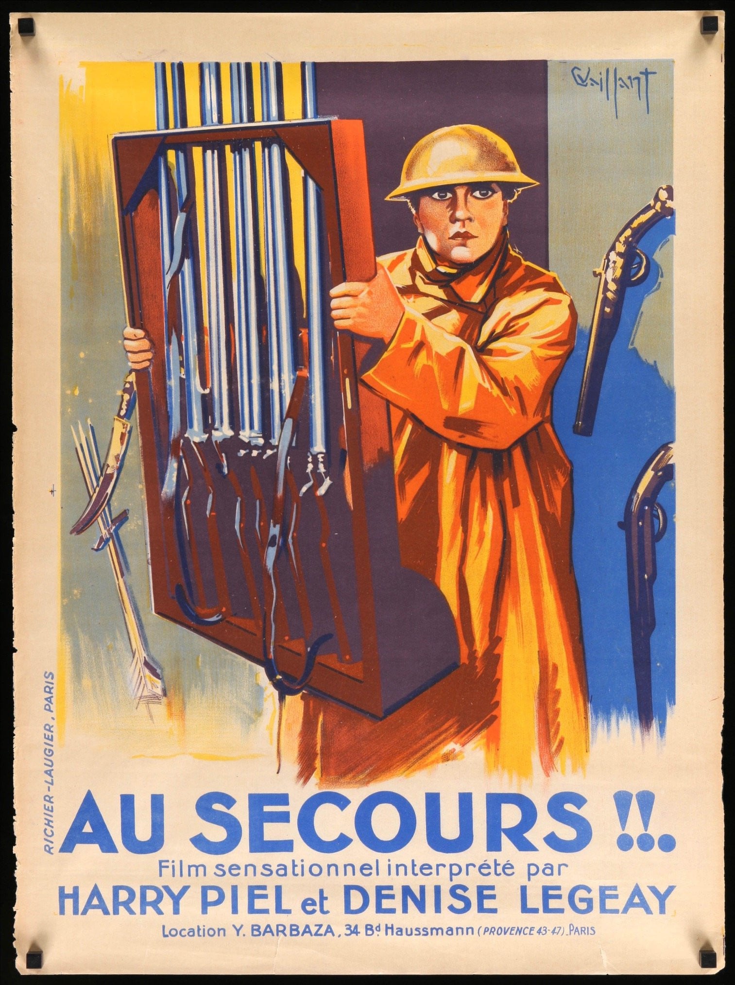 Au Secours (1925) original movie poster for sale at Original Film Art - Vintage Movie Posters