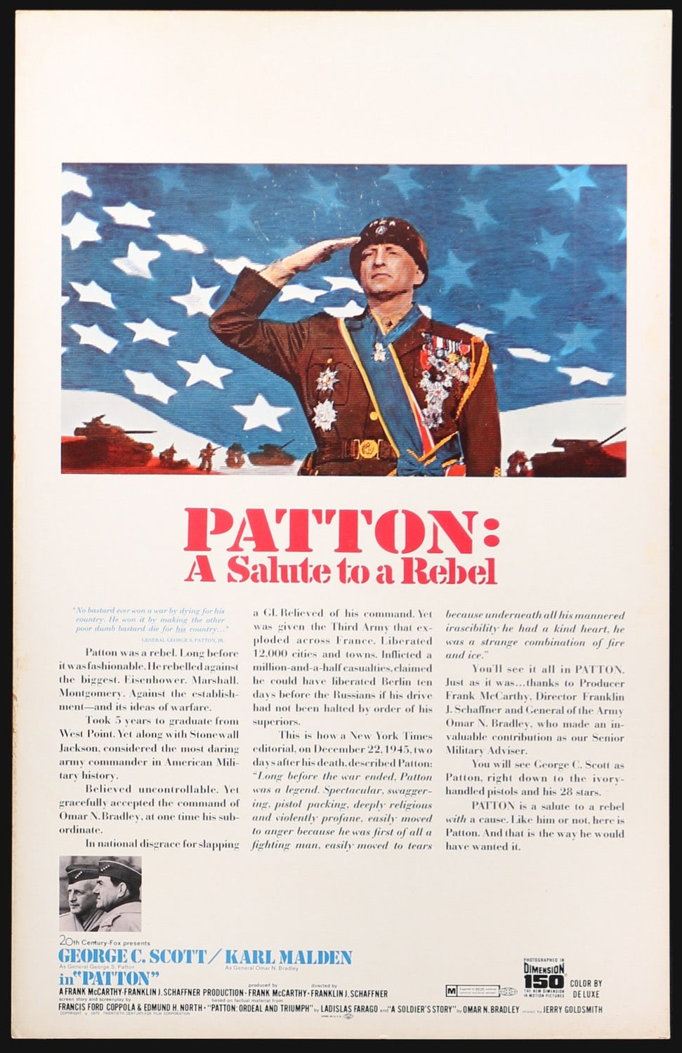 Patton (1970) original movie poster for sale at Original Film Art - Vintage Movie Posters