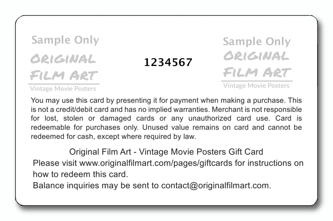 $450 Gift Card original movie poster for sale at Original Film Art - Vintage Movie Posters