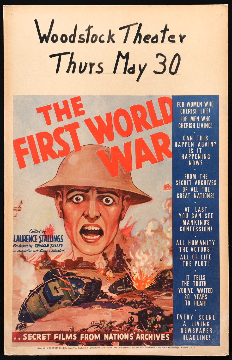 First World War (1934) original movie poster for sale at Original Film Art - Vintage Movie Posters