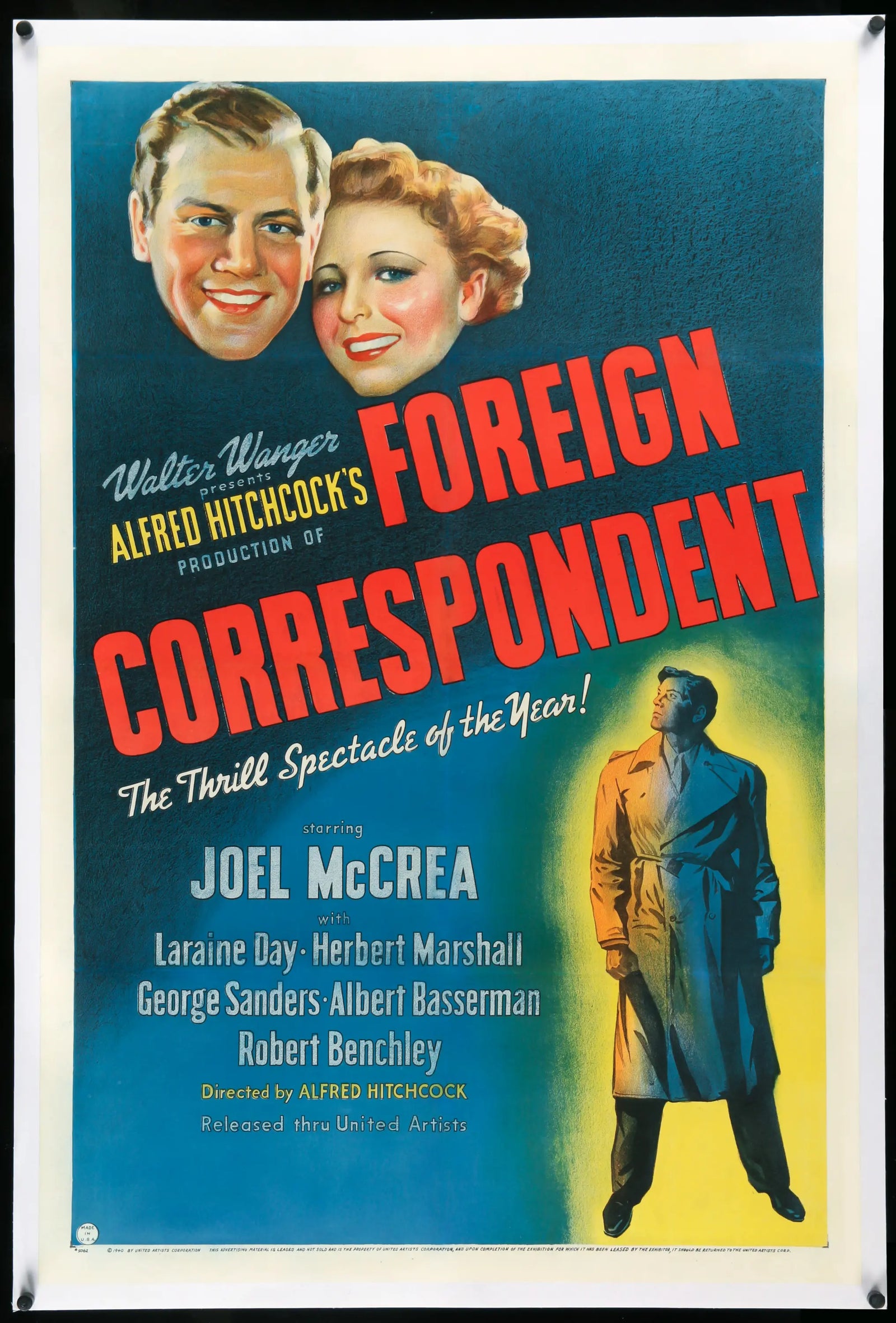 Foreign Correspondent (1940) original movie poster for sale at Original Film Art - Vintage Movie Posters