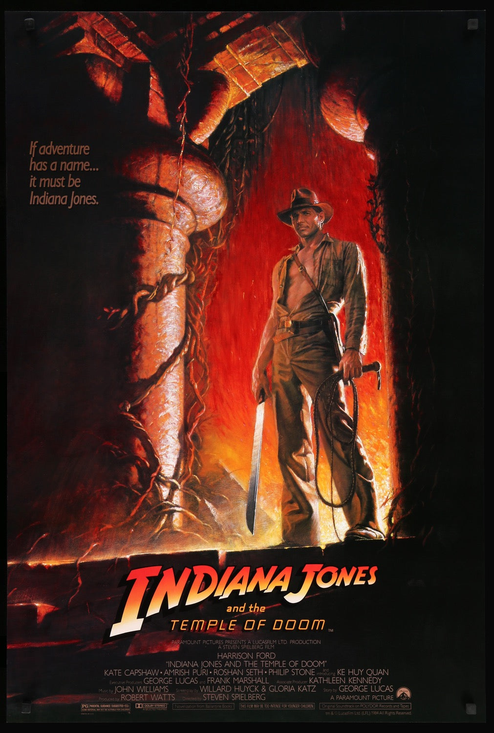 Indiana Jones and the Temple of Doom (1984) original movie poster for sale at Original Film Art - Vintage Movie Posters