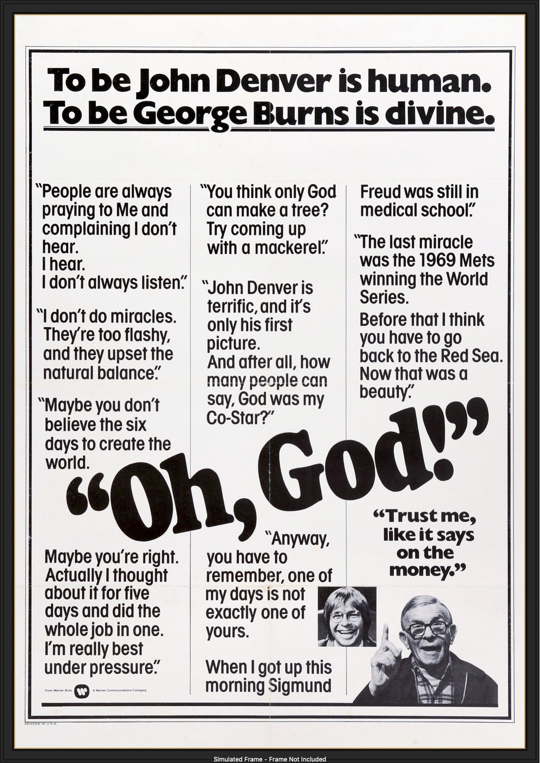 Oh, God! (1977) original movie poster for sale at Original Film Art - Vintage Movie Posters