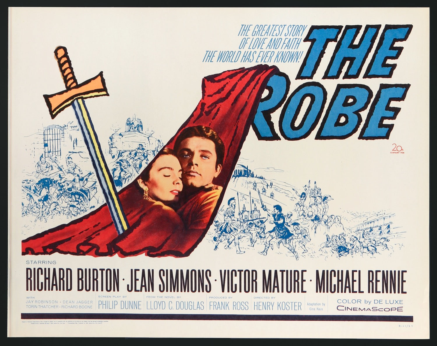 The Robe (1953) Original R1963 Half-Sheet Movie Poster - Original Film Art  - Vintage Movie Posters
