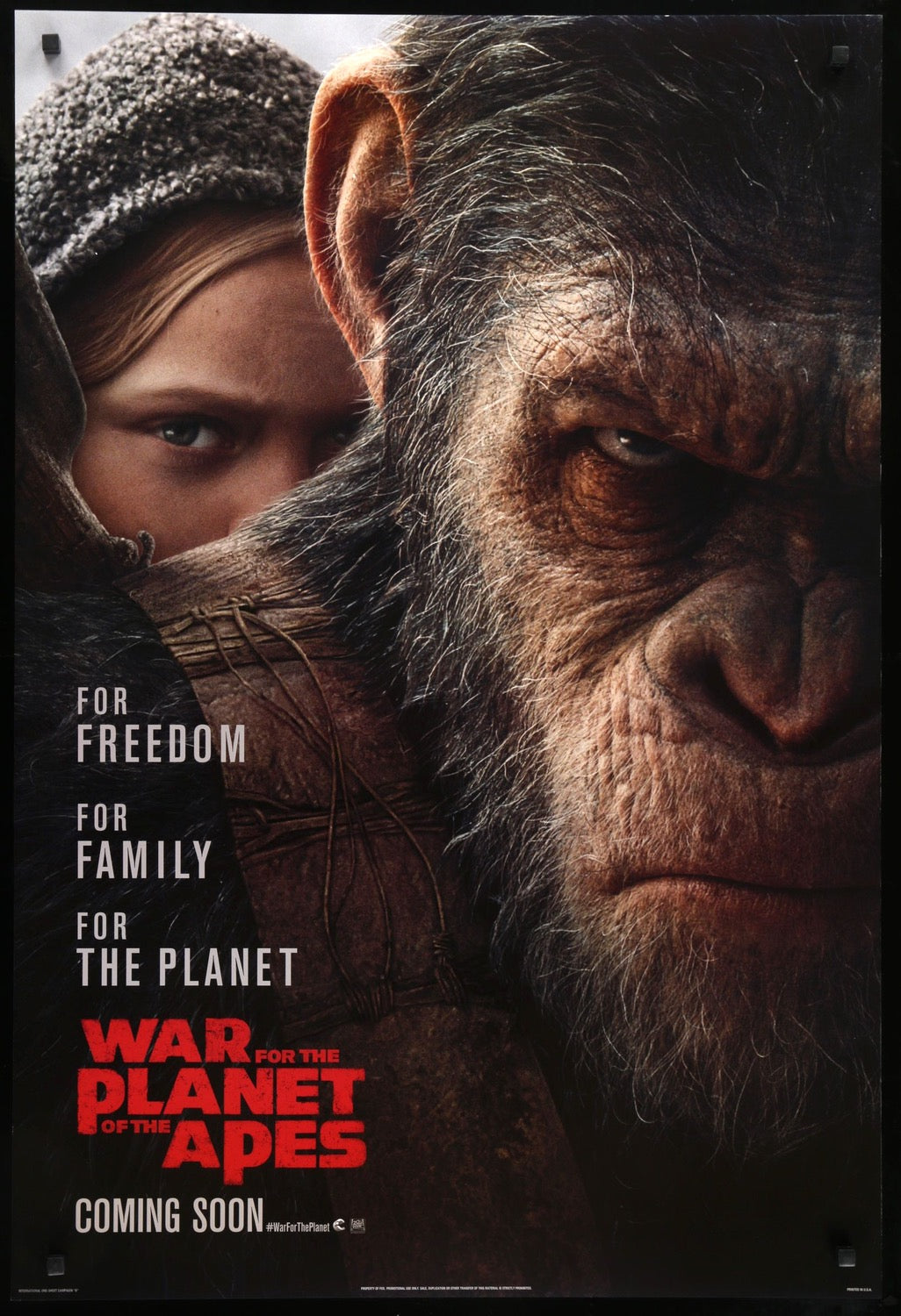 War for the Planet of the Apes (2017) original movie poster for sale at Original Film Art - Vintage Movie Posters